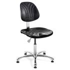 Bevco 7050DC Dura Desk Height Class 10 Cleanroom Chair with Polished Aluminum Base, Black Polyurethane