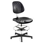 Bevco 7500DC Dura Bench Height Class 10 Cleanroom Chair with Black Nylon Base, Black Polyurethane