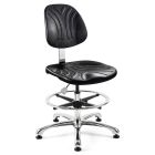 Bevco 7550D Dura Bench Height Chair with Polished Aluminum Base, Black Polyurethane