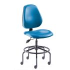 BioFit MVMT Tech Series Desk Height Cleanroom Chair with Tubular Steel Base & Attached Footring, Vinyl 