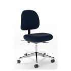 Fusion Desk Height Cleanroom ESD Chair with Polished Aluminum Base, Black Vinyl