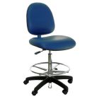 Industrial Seating Series 20W Bench Height Cleanroom ESD Chair with Wide Waterfall Seat & Black Nylon Base, Dissipative Vinyl 