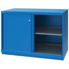 Lista XSDWSD0900 DW Width Cabinet with 1 Shelf, Doors & Fork Truck Base, Blue, 28.5" x 56.5" x 41.75"