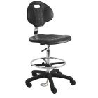 Lissner Bench Height ESD Chair with Black Nylon Base, Black Urethane