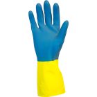 Safety Zone GRLY Flock Lined 22 Mil Gloves, Blue Neoprene over Yellow Latex