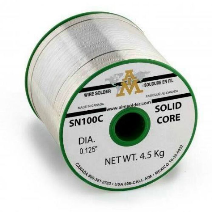 AIM SN100C Lead-Free Solid Solder Wire, 0.125 dia., 1 lb. Spool