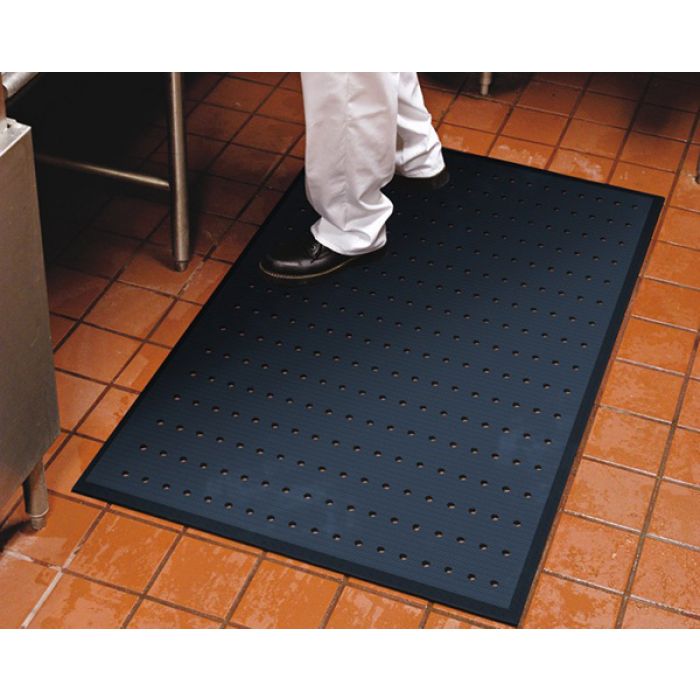 M+A Matting 496 Complete Comfort Indoor/Outdoor Anti-Fatigue Mat with  Drainage Holes, Black