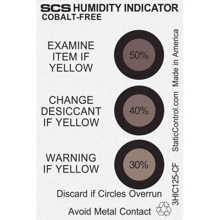 SCS 51015HIC125 Humidity Indicator Card, 3 Spot, 5%, 10%, 15%, 3 , 2 ,  Moisture Barrier Bags
