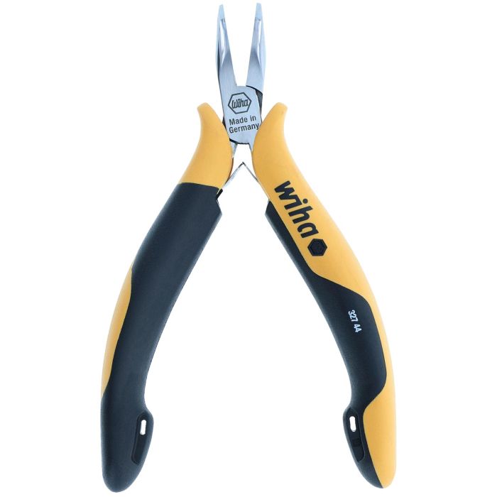 Wiha 32744 Precision ESD-Safe Snipe Chain Nose Pliers with 45° Bent, Smooth  Jaw & Molded Comfort Grip, 4.75 OAL