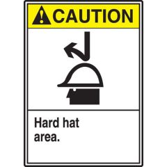 "HARD HAT AREA" ANSI Caution Sign, 10" x 14"