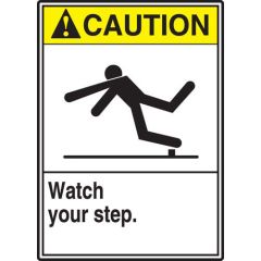 "WATCH YOUR STEP" ANSI Sign, 10" x 14"