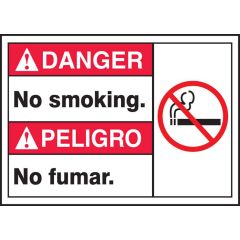 "NO SMOKING" ANSI Danger English/Spanish Sign, 14" x 10"
