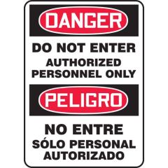 "DO NOT ENTER" OSHA Danger English/Spanish Sign, 14" x 20"