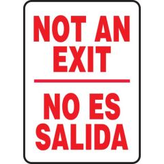 "NOT AN EXIT" English/Spanish Sign, 10" x 14"