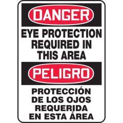 "EYE PROTECTION REQUIRED" OSHA Danger English/Spanish Sign, 14" x 20"
