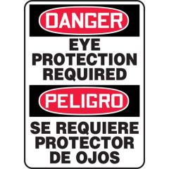 "EYE PROTECTION REQUIRED" OSHA Danger English/Spanish Sign, 10" x 14"