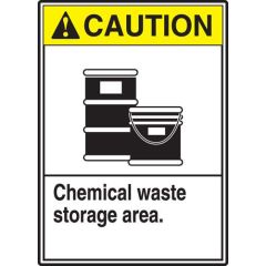 "CHEMICAL WASTE STORAGE" ANSI Caution Sign, 10" x 14"