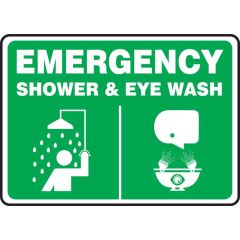 "EMERGENCY SHOWER/EYE WASH" Sign, 14" x 10"