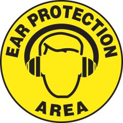 Accuform MFS233 Slip-Gard™ Adhesive Floor Sign, "Ear Protection Area", 17"