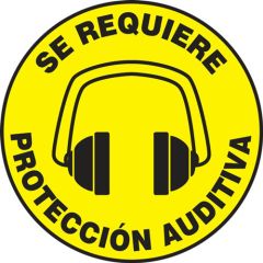Accuform SHMFS1017 Slip-Gard™ Adhesive Spanish Floor Sign, "Se Requiere Proteccion Auditiva", 17"