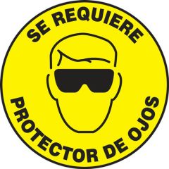 Accuform SHMFS200 Slip-Gard™ Adhesive Spanish Floor Sign, "Se Requiere Protector De Ojos", 17"