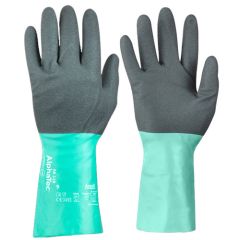 Ansell 58-128 Alphatec® Chlorinated Anti-Static Nitrile Gloves, Gray/Green