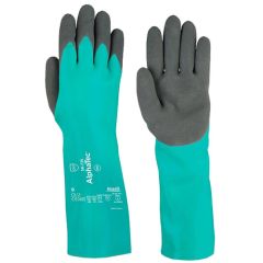 Ansell 58-735 Alphatec® Anti-Static Cut & Chemical-Resistant Nitrile Gloves, Gray/Green