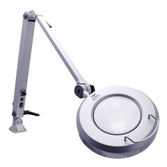 Aven ProVue Deluxe ESD-Safe Magnifying Lamp with 5 Diopter Lens, White/Amber LEDs & Heavy-Duty Table Clamp, White