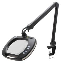 Aven Mighty Vue Pro ESD-Safe UV LED Magnifying Lamp with 5 Diopter Lens & Heavy-Duty Clamp, Black