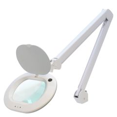 Aven Mighty Vue Slim LED Magnifying Lamp with 5 Diopter Lens & Heavy-Duty Table Clamp, White
