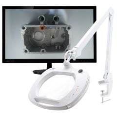 Aven 26510-CAM Mighty Vue LED Magnifying Lamp with Built-In HD Camera, 3 Diopter Lens & Table Clamp, White