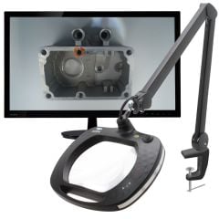 Aven 26512-CAM Mighty Vue ESD-Safe LED Magnifying Lamp with Built-In HD Camera, 5 Diopter Lens & Table Clamp, Black