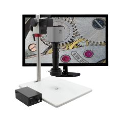 Aven 26700-109-ES Mighty Cam ES Digital Inspection Microscope with Post Stand, Macro Lens, Monitor & LED Ring Light