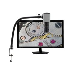 Aven 26700-121-ES Mighty Cam ES Digital Inspection Microscope with FlexArm Stand, Monitor & LED Ring Light