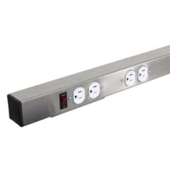 Back Mounted 15-Amp Heavy-Duty Stainless Steel Power Strip with 8 Outlets, 120"