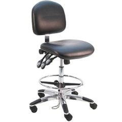 Lissner Lincoln Series Bench Height Cleanroom ESD Chair with Standard Seat & Back, Vinyl, Aluminum Base