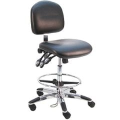 Lissner Lincoln Series Bench Height ESD Chair with Standard Seat & Back, Vinyl, Aluminum Base