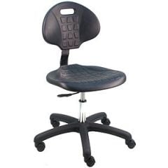 Lissner Lincoln Series Desk Height Cleanroom Chair, Black Urethane, Nylon Base