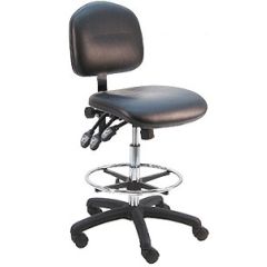 Lissner Lincoln Series Bench Height Cleanroom Chair with Standard Seat & Back, Vinyl, Nylon Base