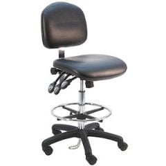 Lissner Lincoln Series Bench Height Cleanroom ESD Chair with Standard Seat & Back, Vinyl, Nylon Base