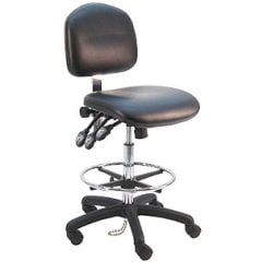 Lissner Lincoln Series Bench Height ESD Chair with Standard Seat & Back, Vinyl, Nylon Base