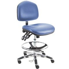 Lissner Washington Series Bench Height Cleanroom ESD Chair with Large Seat & Back, Vinyl, Aluminum Base