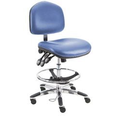Lissner Washington Series Bench Height ESD Chair with Large Seat & Back, Vinyl , Aluminum Base