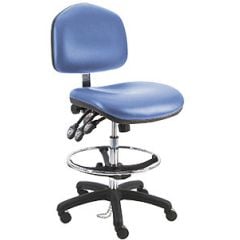 Lissner Washington Series Bench Height Cleanroom ESD Chair with Large Seat & Back, Vinyl, Nylon Base