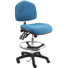Lissner Washington Series Bench Height ESD Chair with Large Seat & Back, Fabric, Nylon Base