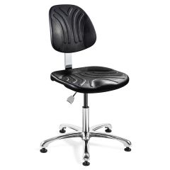 Bevco 7050D Dura Desk Height Chair with Polished Aluminum Base, Black Polyurethane