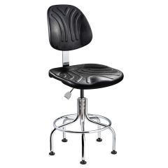 Bevco 7210DC Dura Desk Height Class 10 Cleanroom Chair with Tubular Steel Base, Black Polyurethane