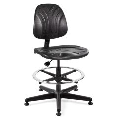 Bevco 7300D Dura Mid-Height Chair with Black Nylon Base, Black Polyurethane