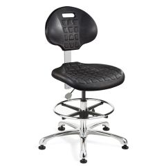 Bevco 7350 Everlast Mid-Height Class 10 Cleanroom Chair with Polished Aluminum Base, Polyurethane