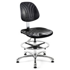 Bevco 7350D Dura Mid-Height Chair with Polished Aluminum Base, Black Polyurethane
